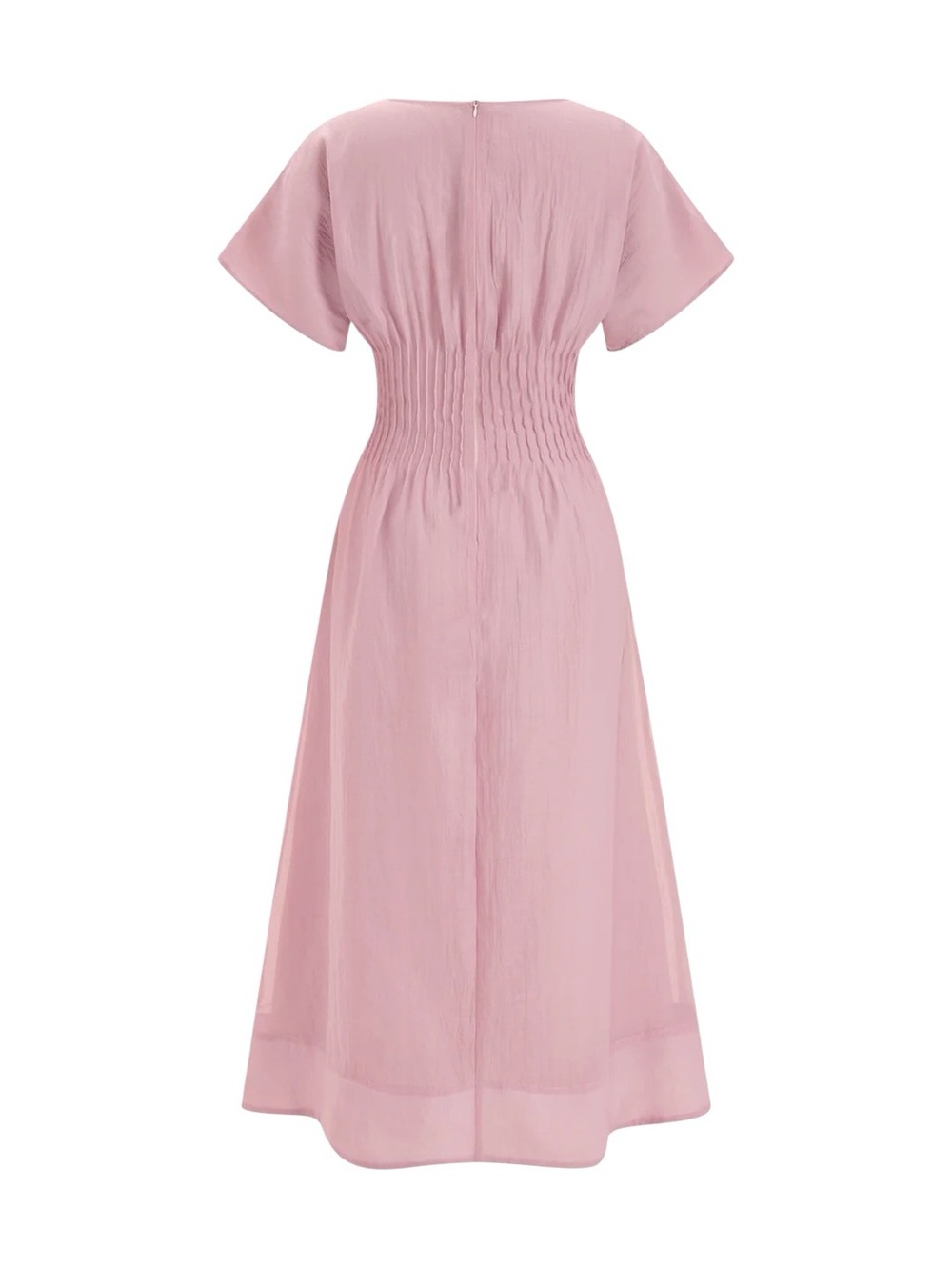 Commense Blush Pink Smocked-Waist Midi Dress - Picture 3 of 12